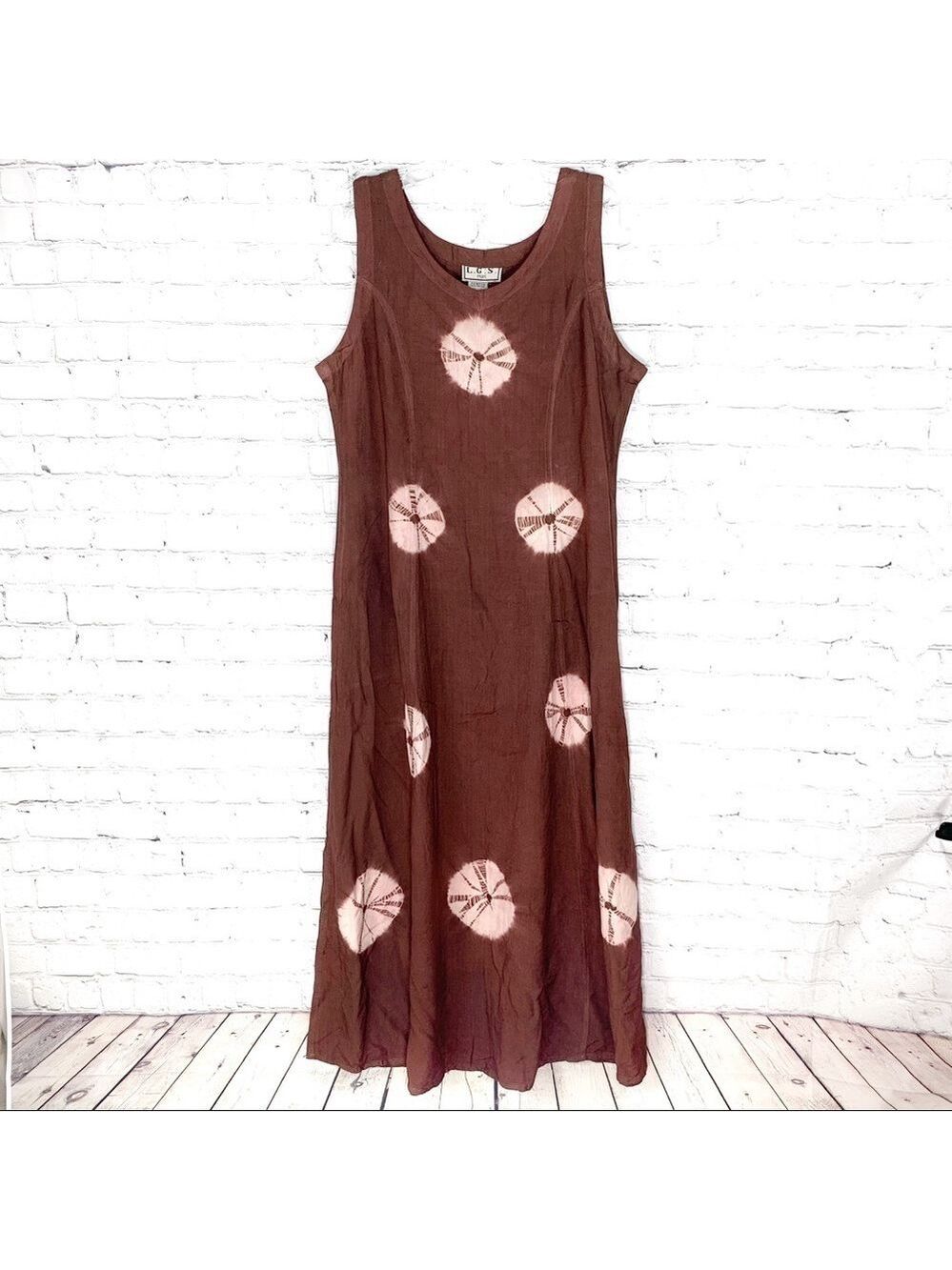 NWOT-VINTAGE L.G.S. Plus Tie dye BackTie Sleeveless Flared RelaxedFit Maxi Dress